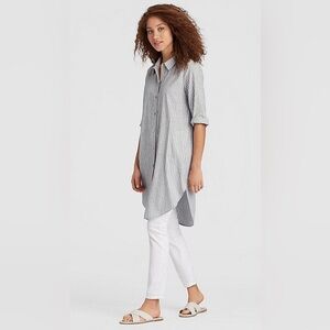 Eileen Fisher Gray Striped Tunic Top